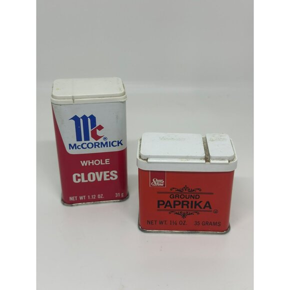 VTG McCormick Whole Cloves & Sunline Ground Paprika Metal Spice Tins PREOWNED - Picture 2 of 4